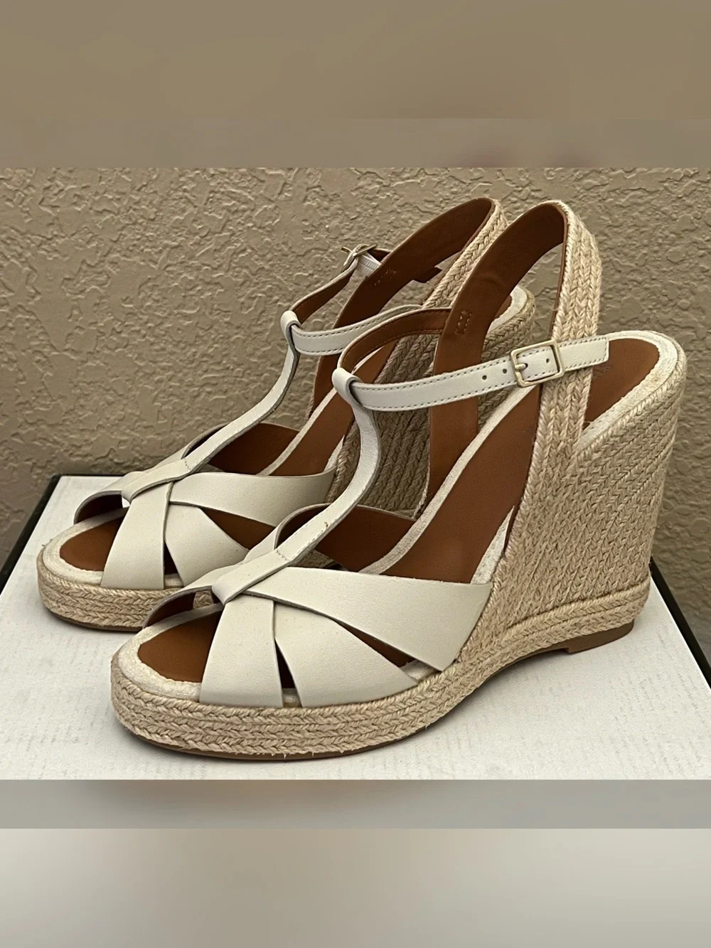 Steve Madden Thelma Bone Leather Wedge Heel Sandals Size-9.5